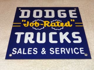 Vintage Dodge Job Rated Trucks 9 " Porcelain Metal Car Brothers Gasoline Oil Sign