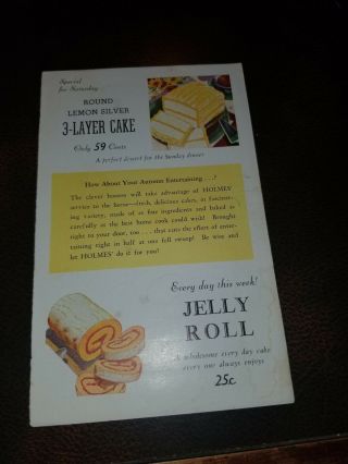 Vintage Holmes Bakery Washington Jelly Roll Ad Card Native American Indian.
