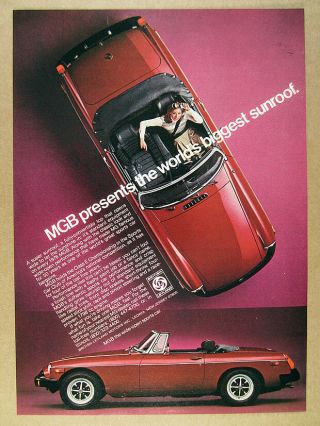 1976 Mg Mgb Convertible Red Car Photo Vintage Print Ad