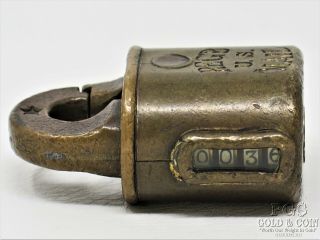 Vintage Padlock Us Mail Postage Bag Lock Antique Brass With Counter No Key 16381