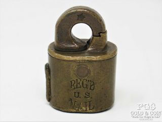 Vintage Padlock US Mail Postage Bag Lock Antique Brass with Counter No Key 16381 2