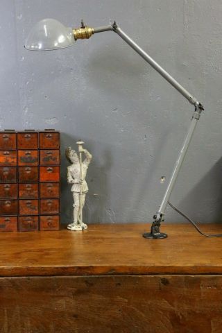 Vintage 1940s Ajusco Industrial Articulated Work Lamp Light Drafting Table Gray
