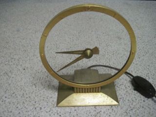 Rare Jefferson Golden Hour Mystery Clock Mid Century Art Deco Nr