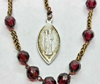 † Early 1900s ANTIQUE CHAPLET of St.  ANN AMETHYST Glass Beads † 2
