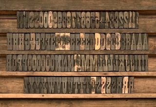 Vtg 102 Wood Letterpress Print Type Block Upper Case Letters Numbers Symbols 2 "
