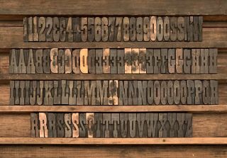 Vtg 102 Wood Letterpress Print Type Block Upper Case Letters Numbers Symbols 2 