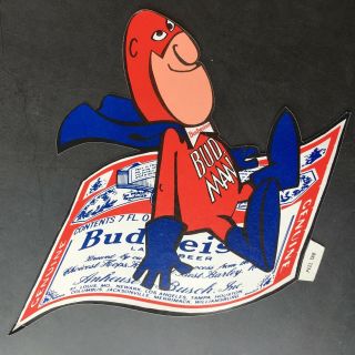 Budweiser Bud Man Advertising Sticker Decal - Magic Flying Carpet Vintage 70 