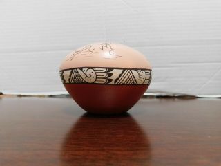 Jemez - - Hand Painted Pottery - - Small Vase - - Native American - Nm Signed On Bottom