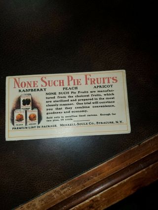 Vntg Merrellnsoule Syracuse Ny None Such Pie Fruit Blotter Card