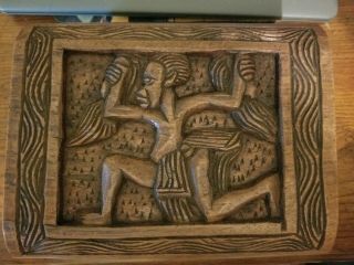 Vintage Unique One Of A Kind Large Hand Carved Wooden Box