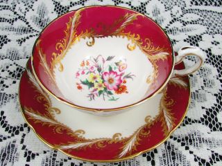 Paragon Field Flowers Fancy Gold Gilt Red Floral Tea Cup And Saucer