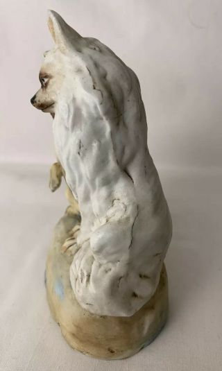 Antique Victorian German Bisque Porcelain Figurine 5” Pug Dog & White Spitz 2