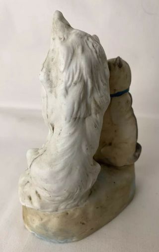 Antique Victorian German Bisque Porcelain Figurine 5” Pug Dog & White Spitz 3