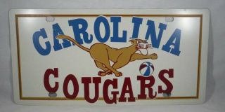 Vintage 1970s Aba Carolina Cougars Metal Souvenir License Plate