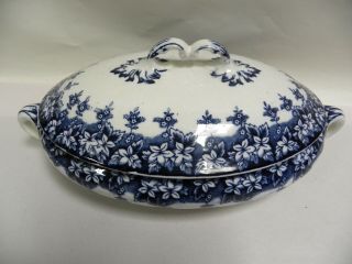 Vintage Athens Semi Porcelain Soup Tureen Flow Blue (a8)