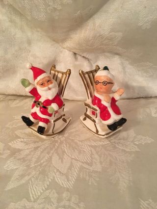 Lefton Mr.  And Mrs.  Santa Claus Shakers Rocking Chair Vintage