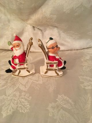 Lefton Mr.  And Mrs.  Santa Claus Shakers Rocking Chair Vintage 3