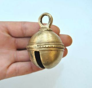Org.  Vintage Solid Brass Cow Goat Horse Sleigh Rumble Crotal Petal Bell Ornament