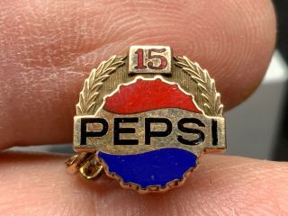 Pepsi Cola 10k Gold Stunning Bottlecap Vintage 15 Years Of Service Award Pin.