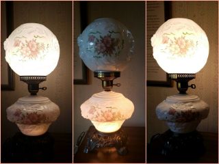 Vintage Gone With The Wind (gwtw) Hurricane Lamp Wild Rose By Phoenix Lamp Co.