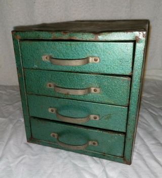 Vintage Wards Master Quality Small Shelf Top Metal Storage Cabinet 4 Drawer