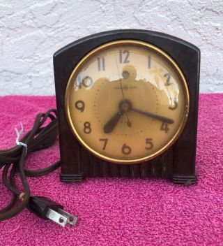 Vintage Bakelite Art Deco General Electric Alarm Clock Model 7h116