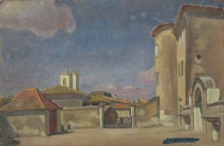 Jean De Gaigneron (1890 - 1976),  Vintage French Painting,  Mediterranean Village
