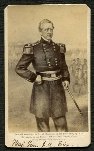 Cdv - Civil War - Union - Major General John Adams Dix - Bufford Engraving
