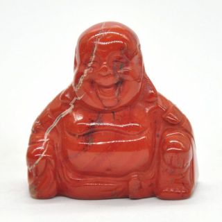Red Jasper Crystal Carved Laughing Maitreya Buddha Figurine Chakra Statue 1.  5 "