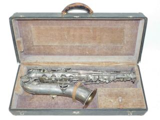 Vintage 1921 The Martin Silver Alto Saxophone Elkhart Instrument Low Pitch Case