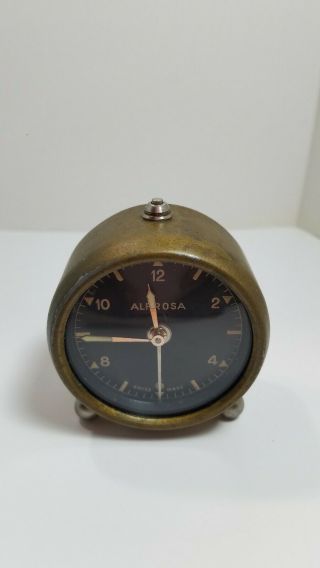 Vintage Alprosa Swiss Miniature Alarm Clock
