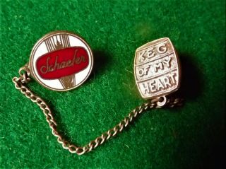 Vintage Schaefer Beer Keg Of My Heart Advertising Pin Set