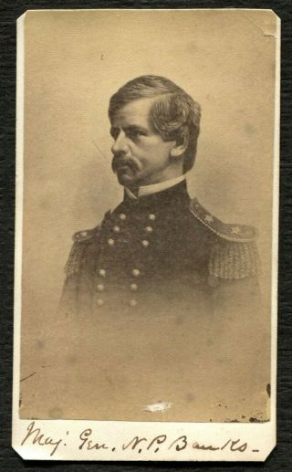 Cdv - Civil War - Union - Major General Nathaniel P.  Banks - Engraving