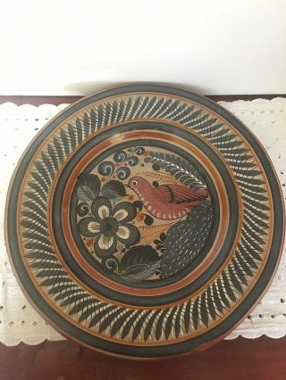 Vintage Mexican Bandera Ware Plate With Quail Bird Decoration Pottery Mademexico