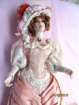 Vintage Dollhouse Miniature Stunning Artisan 5 1/2 " Tall (approximately) Lady