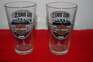 Miller Draft Beer Harley Davidson 1998 Beer Glasses