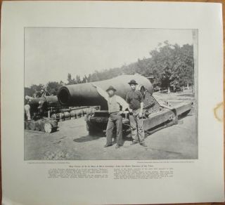 Civil War Photographic History 1910 Print: 16 - Inch Smooth - Bore Rodman Cannon/gun