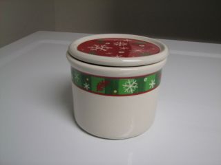 Longaberger Pottery Bluster Snowflake Salt Candle Crock 1 Pint With Lid Coaster