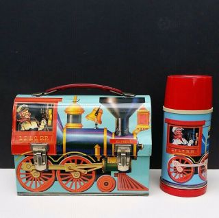 Vintage Casey Jones Dome Lunchbox Thermos Universal L.  F.  &c.  Rr Locomotive Nr Ex