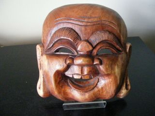 Vintage Wooden Hand Carved Wall Hanging Buddha Mask
