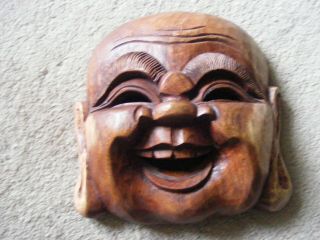 VINTAGE WOODEN HAND CARVED WALL HANGING BUDDHA MASK 2