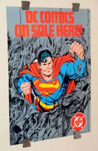 Vintage 1986 Superman Dc Comic Book Promo Poster 1:byrne Art/jla/1980 
