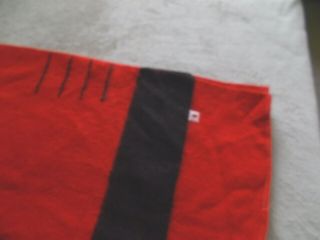 Vintage Red W/ Black Stripes 4 Point Hudson Bay Style Wool Blanket - 79x65