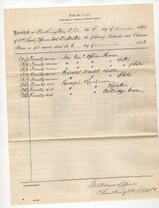 1863 Ordnance Stores Issued By Lt Hannibal Norton