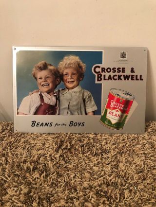 Vintage Scarce Crosse & Blackwell “beans For The Boys” Tin Over Cardboard Sign