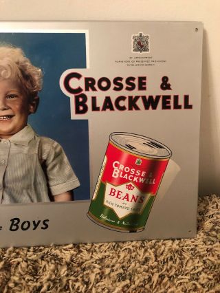 VINTAGE SCARCE CROSSE & BLACKWELL “Beans for the Boys” Tin Over Cardboard Sign 3