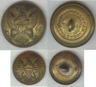 Civil War Us Enlisted Coat And Cuff Button Set - With Early Scovill Rmdc