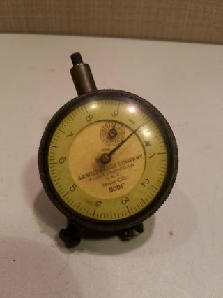 Arnold Gauge Company C21.  0001 " Machinist Tool Dial Indicator Flint Michigan