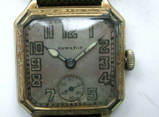 Vintage Hamilton Art Deco 14k Gold Filled 987 Cal.  17j Watch 1920 