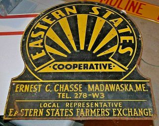 Rare Vintage Eastern States Cooperative Metal Sign Farm Farmers Exchange Maine